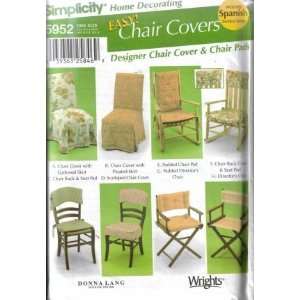 Simplicity 5952 Easy Chair Covers Pattern w/ Spanish Instructions 