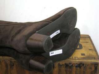 ECCO Womens Dark Brown Suede Leather BREMEN Tall Heeled Boots sz 38 $ 
