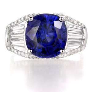  Diamond & Blue Sapphire 18k White Gold Right Hand Ring 