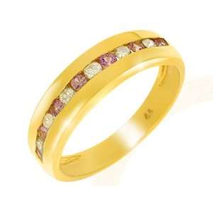  9ct Yellow Gold Pink Sapphire & Diamond Ring Size 8.5 
