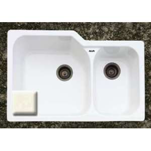 Rohl 6337 68 33 Inch by 22 Inch, 1 1/2 Bowl Allia Undermount Fireclay 
