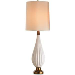 Currey and Company 6443 White/Antique Brass Francesca Table Lamp with 