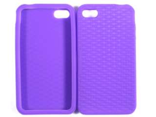 PURPLE ARGYLE SILICON RUBBERIZED SOFT GEL SKIN CASE COVER APPLE IPHONE 