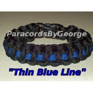     Size 9   POLICE Thin Blue Line Survival Bracelet   550 paracord