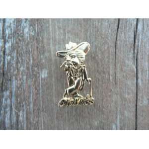   FOOTBALL BASKETBALL OLE MISS COL REB GOLD METAL 1 INCH HAT JERSEY PIN