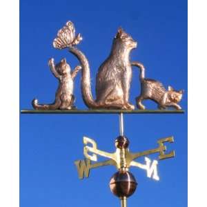  COPPER 3 CATS AND BUTTERFLY WEATHERVANE 