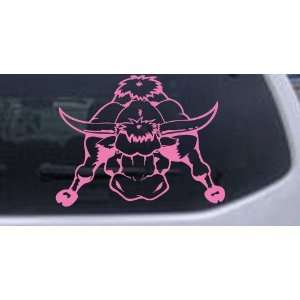 Mean Bad Bull Western Car Window Wall Laptop Decal Sticker    Pink 8in 