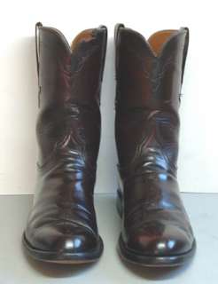 Mens Cowboy Boots   Lucchese  Hand Made   Black Cherry Ropers   11.5 