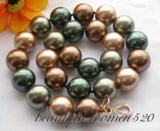 17 16mm round multicolor south sea shell pearl necklace