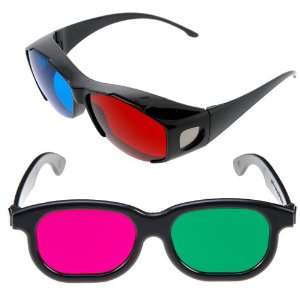  Style +3D Magenta/Green Glasses Basic Square for watching 3D Movies 