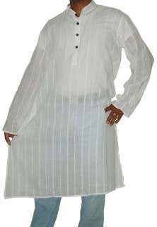 New Bollywood White Indian Mens Kurta Shirt Casual Wear  