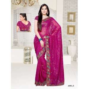  Designer Party Wear Smoked Embossed Georgette Saree 