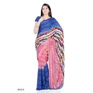  Designer casual wear georgette saree with contrast colors 