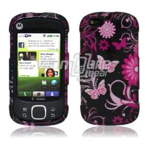 Pink/Black Bfly Design Hard 2 Pc Snap On Faceplate Case for Motorola 