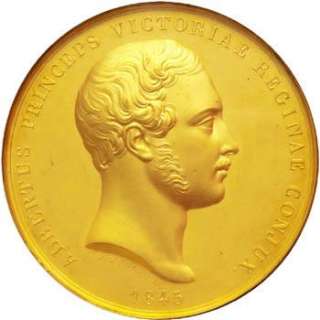 1845 gold medal measuring 56 mm in diameter featuring