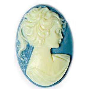  25x18mm Oval Fashion Cameo Lady in Blue   Pack Of 2 Arts 