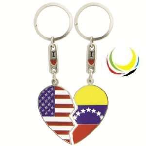  Keychain USA & VENEZUELA HEART 