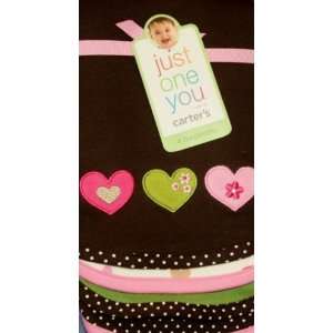  Just One You 4 Pk Carters Burpcloth Pink Brown Hearts 
