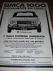 1978 SIMCA 1000 CHRYSLER IMPORT IN CHILE CAR PRINT AD i