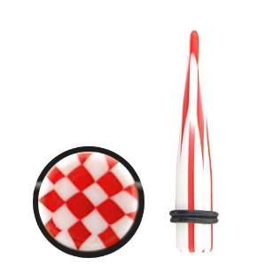   White Checkerboard Ear Tapers Stretching Kit 8G, 6G Gauge (4 Pieces