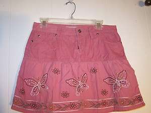 YMI Juniors Size 9 Salmon Corduroy With Embroidery and Sequins Skirt A 