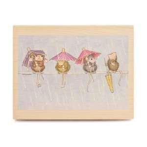  Sitting in the Rain Wood Mounted Rubber Stamp Office 