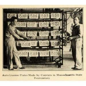  1921 Print Massachusetts Prison Inmates License Plates 