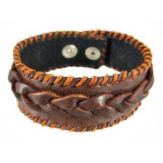    Brown Braided Leather Bracelet Wristband Wrist Band Clothing