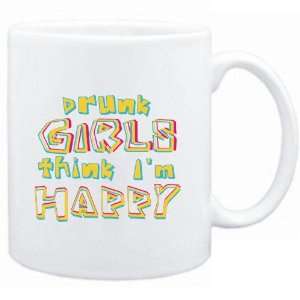  Mug White  Drunk girls think Im happy  Adjetives 
