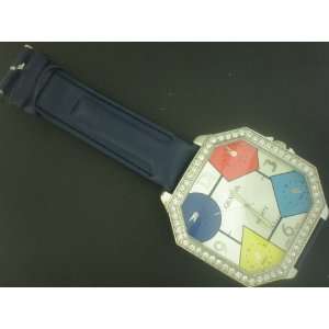    JACOB LOOK HEXAGON WHITE FACE BLUE BAND WATCH 