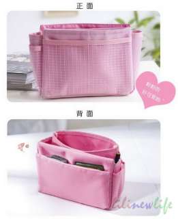 Handbag Purse Organizer Insert Multi function Bag in Bag Pink  
