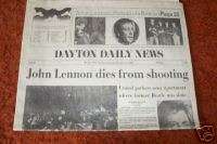    John Lennon DIes From Shooting 12 9 1980  Dayton Daily News Ohio