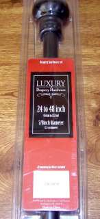 24 to 48 Dk Brown/Black Color Curtain Drapery Rod  