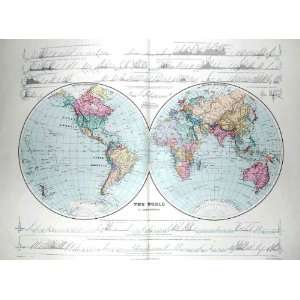    STANFORD MAP 1904 WORLD HEMISPHERES EQUATOR