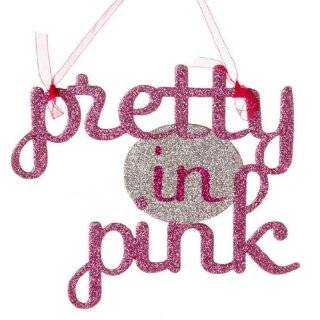 Pretty in Pink Christmas Ornament or Girls Wall Decor, Glitter, 5 