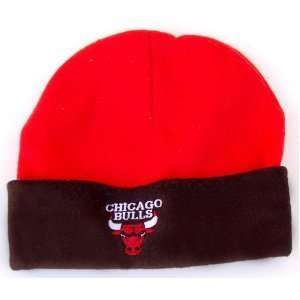 NBA Chicago Bulls Cuff Fleece Beanie Cap Hat  Red Black  