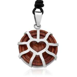   Love Heart Circlew/ Wood Stainless Steel Pendant Necklace Jewelry