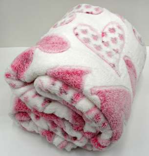 Super Soft Hearts Pink Microfiber Blanket Throw Twin Size  