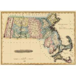  STATE OF MASSACHUSETTS (MA) BY F. LUCAS 1823 MAP