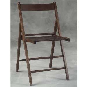 Linon Folding Slat Back Wood Side Chair in Warm Wenge Finish (Set of 4 