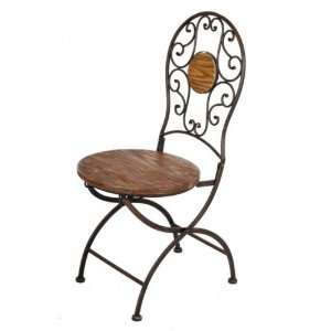  Wood and Iron Folding Chair (Brown and Black) (36.5H x 16 