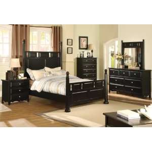   Black Wood Queen Size Bedroom Furniture COMPLETE SET