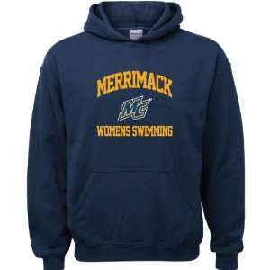  Merrimack Warriors Navy Youth Womens Swimming Arch Hooded 