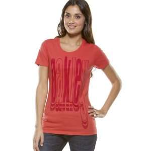 Oakley Elongate Womens Short Sleeve Sportswear T Shirt/Tee   Cherry 