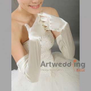 23 Pure Ivory Dance long evening bridal plain gloves  