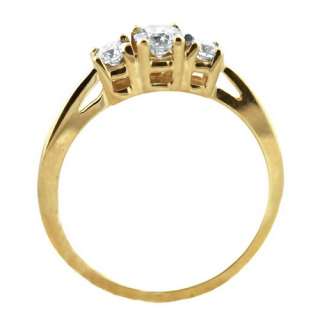 50cts 3 Stone Round Genuine Diamond Solitaire Solid Yellow Gold 