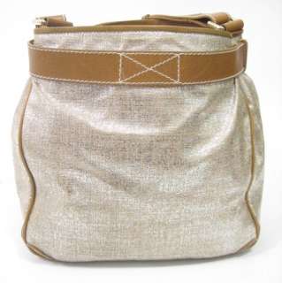 MARC JACOBS Metallic Canvas Brown Leather Tote Handbag  