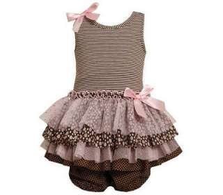   Jean Baby Girls Multi Tier Mesh Easter Spring Dress w/ Satin Bows 24M