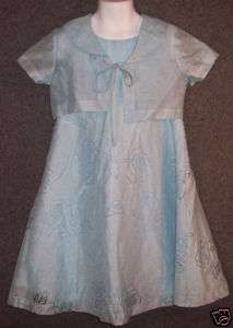 Girls SYLVIA WHYTE BABY BLUE FLORAL DRESS W/ SHAWL 5  