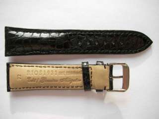 Rios1931 genuine alligator thick shiny Black watch band  